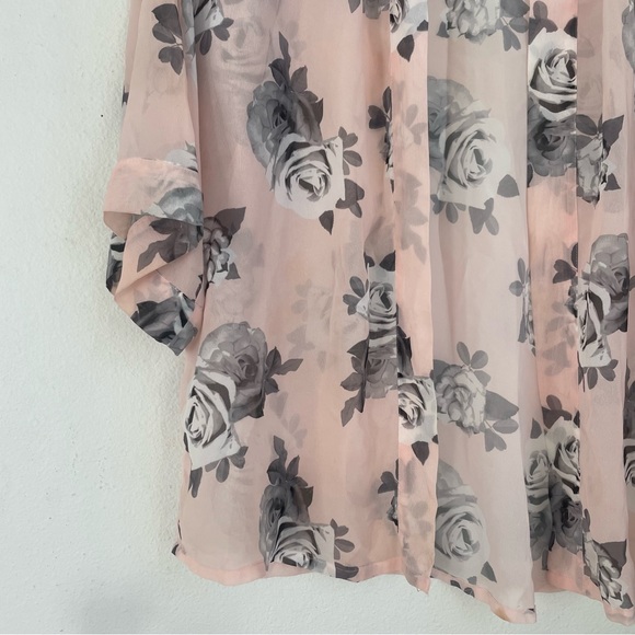 Pink Floral Chiffon Cover Up - Picture 3 of 4